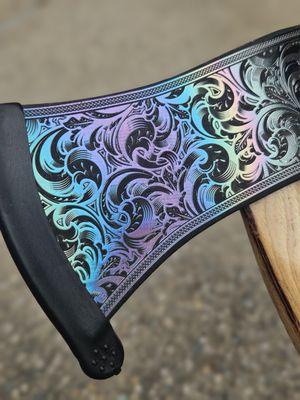 Rainbow Dichromatic Deep Engraved Axe