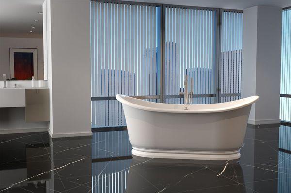 Transitional freestanding bath tub