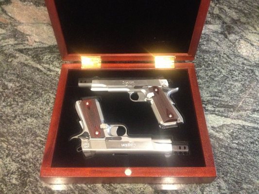 Custom Matched Set of Caspian 1911A1 Pistols. Go Navy!