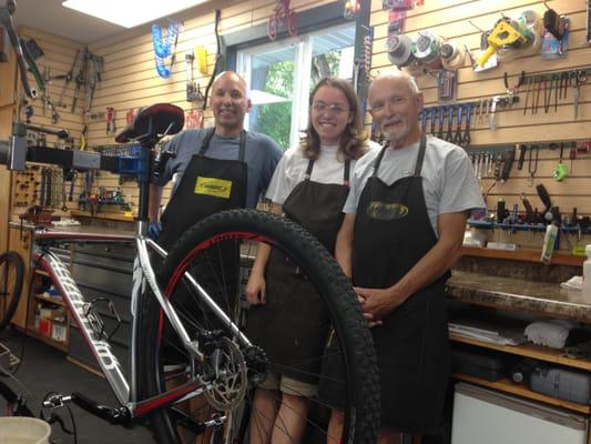 Tim the owner who does 98% of the repairs.  Jacob, Tim's son James, Tim's Dad Helpers when things get really busy.