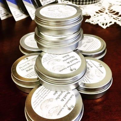 Our Beard & Mustache Balm is moisturizing and taming for any length of facial masculinity, made w/ rendered Pine sap for control.