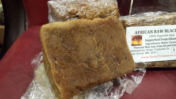 African Raw Black Soap. It removes pimples and blemishes.