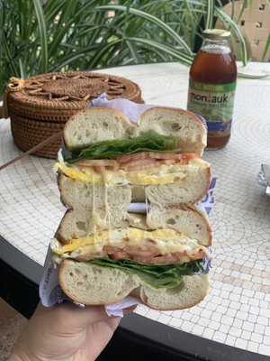 Egg, pepper jack cheese, lettuce, tomato!!!!  IG: nycgirlseat