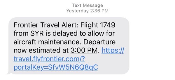 Look at the time stamps. They texted me that my flight was canceled and then AFTERWARDS texted me that it was delayed.