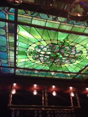 Stained glass on top of the bar