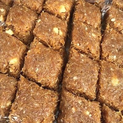 Barfi, a homemade sweet delicacy made of crunchy vermicelli noodles, sweetened condensed milk, butter, sugar, peanuts and cashews.