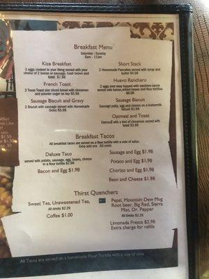 menu