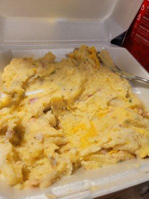 Baked potatoe casserole. (the cheese didn't melt all the way because I put in fridge when I got it that day.)