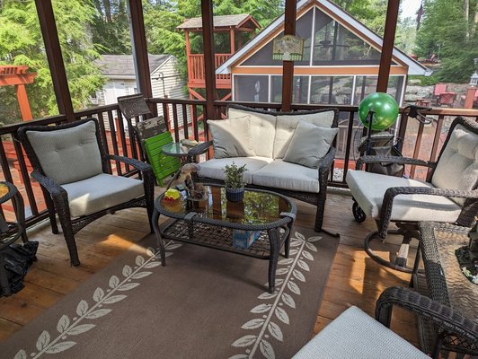 Outdoor Lounge set recently done with durable outdoor fabric from Greenhouse. in Rock Hill,