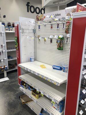 Empty shelves due to staff shortages.