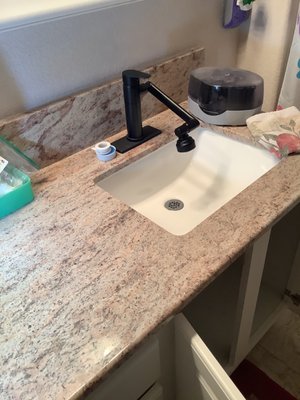 One of four faucets he installed.