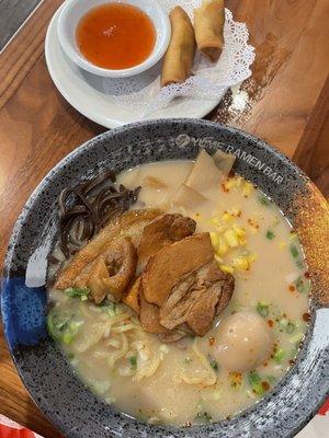 Premium Tokyo Tonkotsu Ramen and spring Rolls