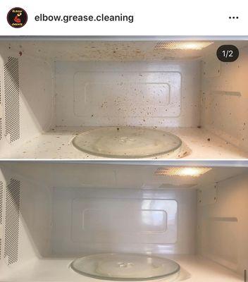 Inside the microwave, before and after