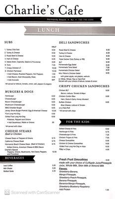 Charlie's Lunch menu (part 1)! Lunch is served from 11am to 3pm!