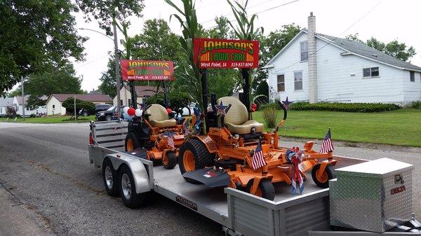 Johnson's Lawn Care float at the West Point Sweet Corn Festival parade.