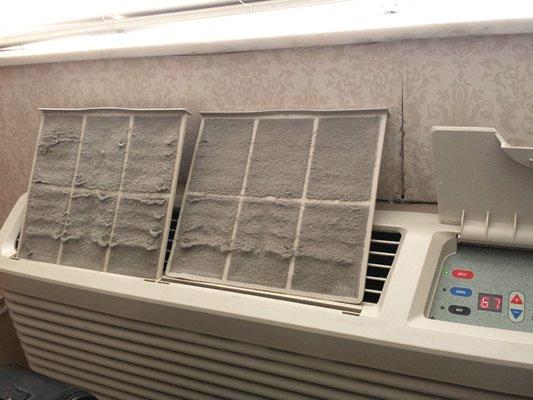 filthy air vents inside the room heater