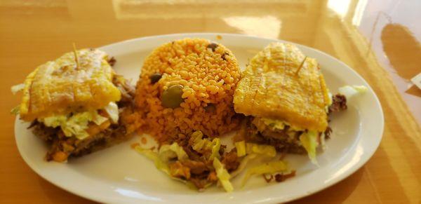 The pork jibartio with Puerto Rican rice