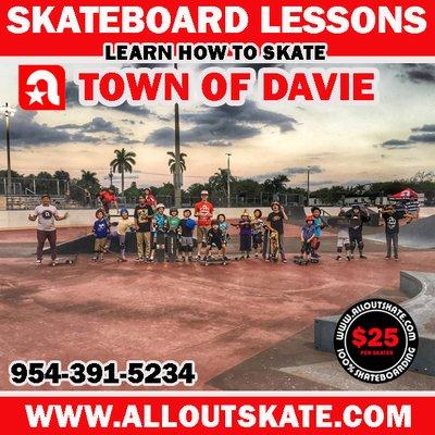 Join our group lessons in Davie florida Register @ www.alloutskate.com