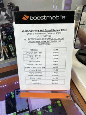 Our screen repair prices