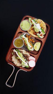 Jalapeños Rellenos tacos with Handmade heirloom corn tortillas.