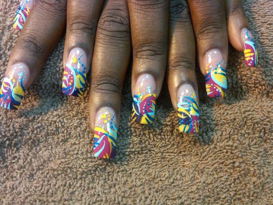 Extravagant Nails with hand painted nail art...