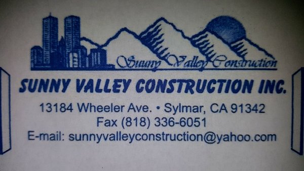 Contact Information (03/22/21). #SunnyValleyConstruction #Sylmar #Contractor #Handyman #Maintenance