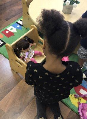 Preschoolers during dramatic play.