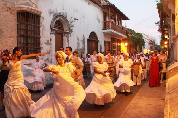 Wedding procession in Cartagena, Colombia