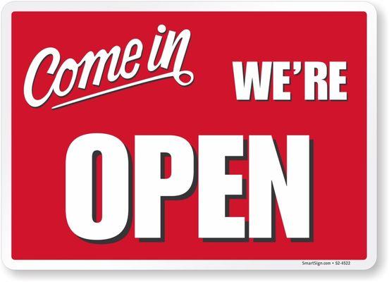 Yes we are open!!