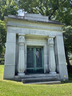 Mausoleum including Carl G. Fisher in June 2022