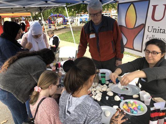 Love Your Neighbor Rock painting table event