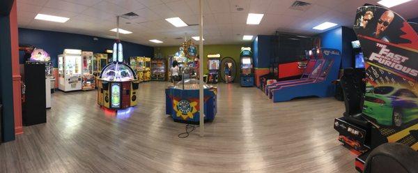 Spacious arcade/game room.