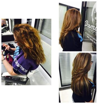 Color change , high light @ long layer hair cut by Damarys