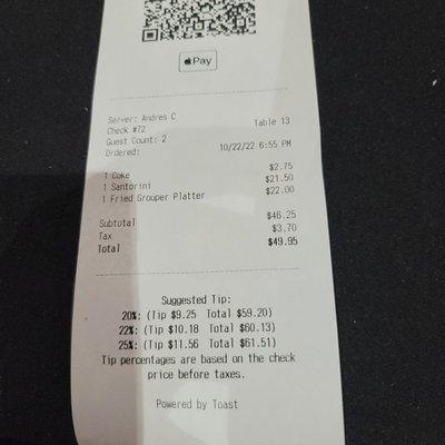 Our receipt.