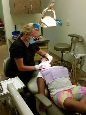 Semi-annual dental cleaning....good report no cavities,  but needs assistance brushing and nightly floride application.