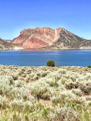 Flaming gorge, in sunset colors are even deeper red