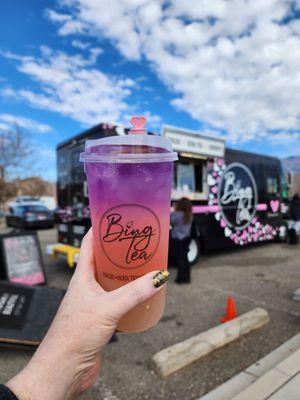 Lychee rose lemonade boba