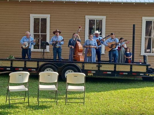 At a bluegrass concert with friends at their church. I do like some bluegrass.