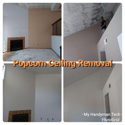 Residential:
Removed popcorn ceiling in two story home and painted to get rental ready.