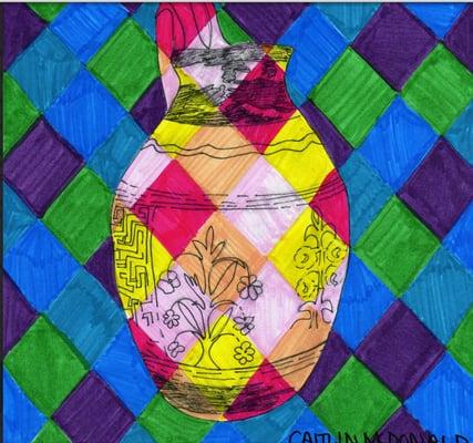 Warm & cool color vase, drawn by middle school Latin students.