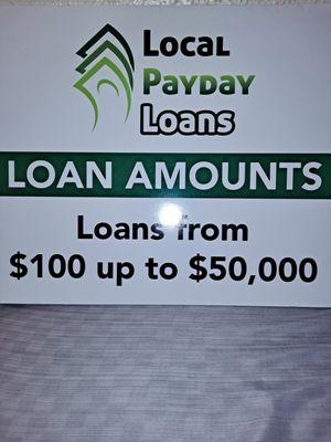 Payday Loan sign with Loan amounts