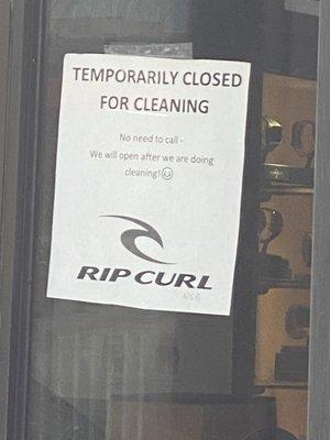 Temporarily Closed for cleaning. No need to call - we will be open after we are done cleaning