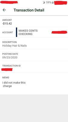 this is a screenshot of the transaction from my banking institutions phone app