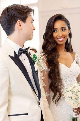 Newlywed bride and groom at Savannah Country Club Wedding.