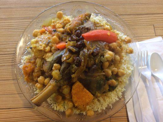 Small Lamb Couscous:                                   Chef trusted me with a glass plate