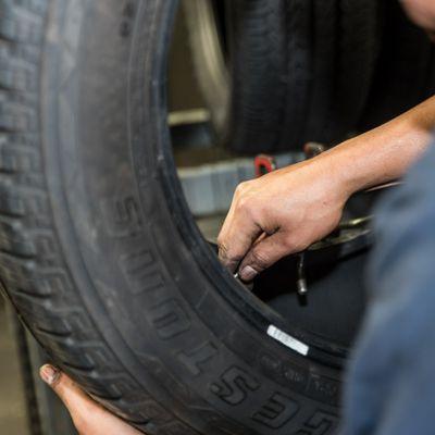 Our hands look like this so that yours don't have to. Contact us to do the dirty work next time your tires need maintenance.