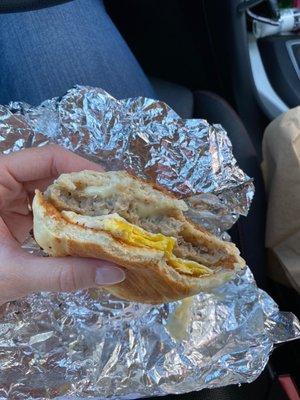 Breakfast sandwich with sausage