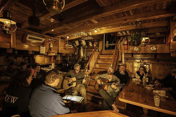 Music night in the galley with captains Ben and Sean