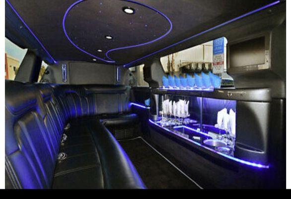 Inside black stretch limousines