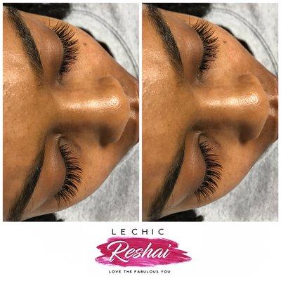 Classic lash extensions by Le Chic Reshai. Look pretty while awake and sleeping!